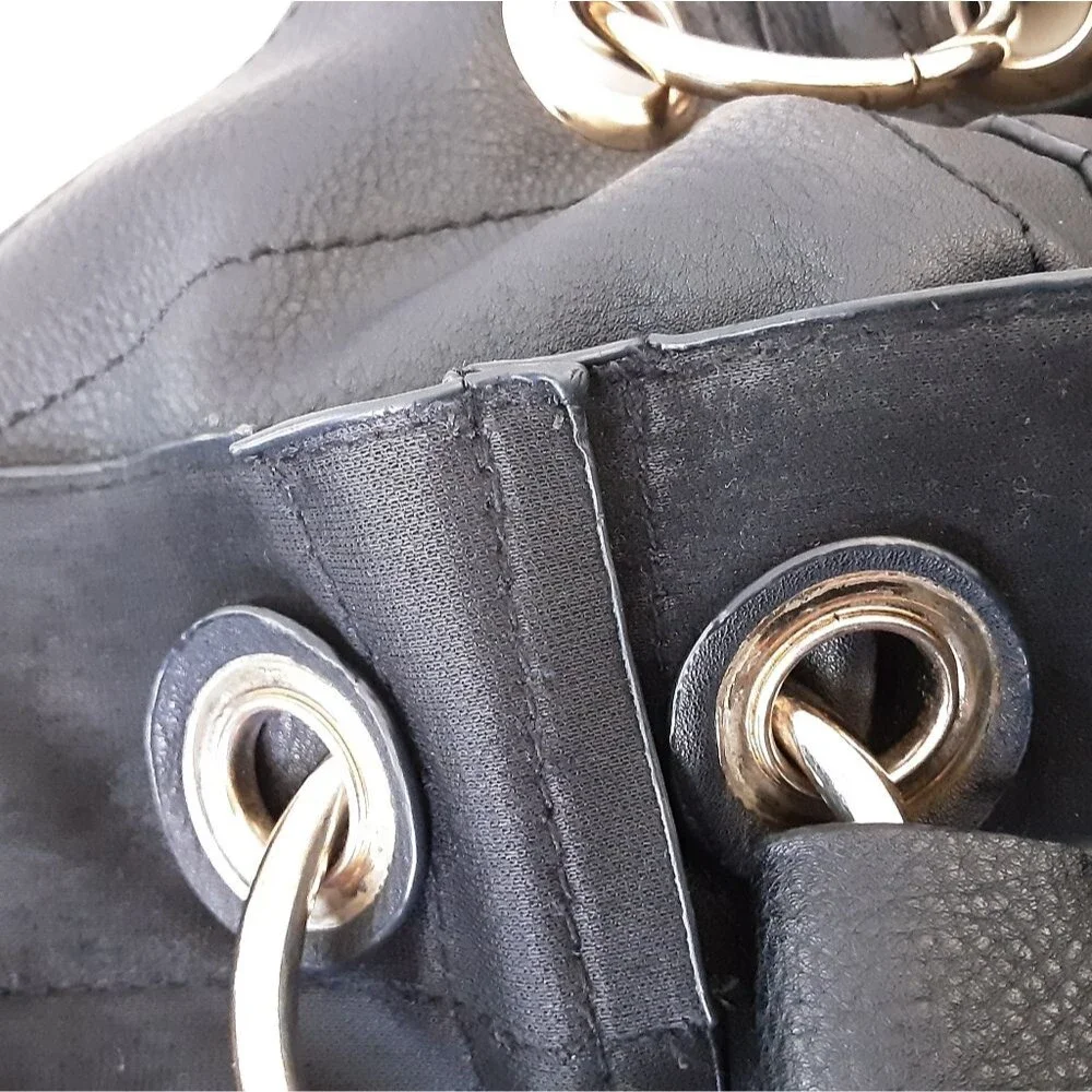 Minimalist Black Pebble Faux Leather Hobo Shoulder Tote